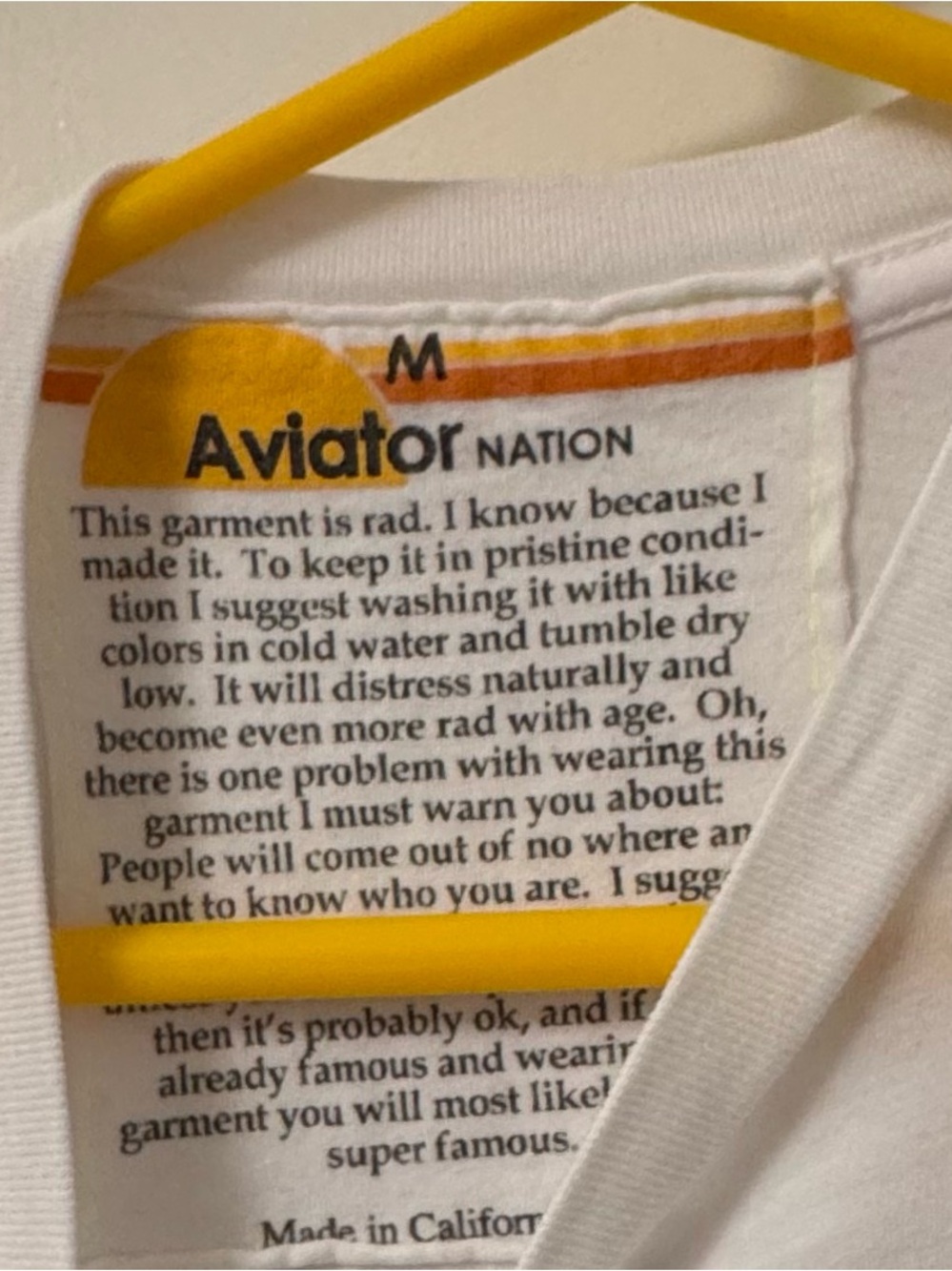Aviator Nation, Logo Tee, White Size M (Unisex) - Picture 4 of 5